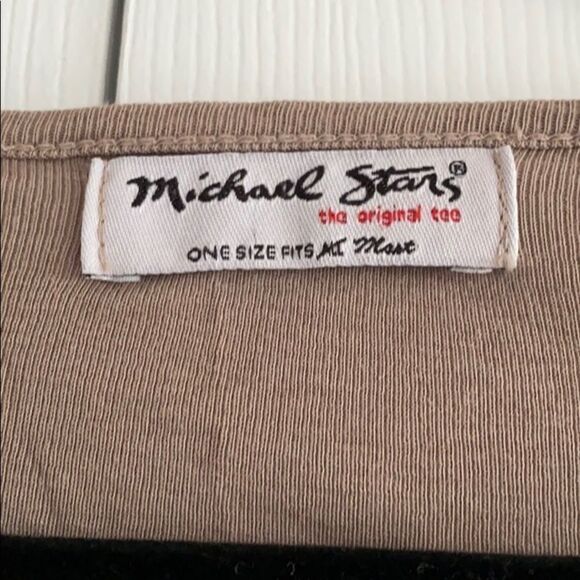 Michael Stars Tan Deep Scoop Neck L/S Tie Top - Picture 2 of 7